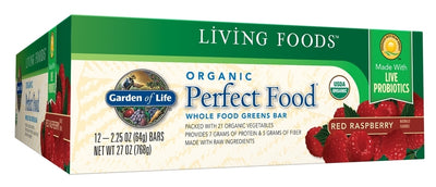Organic Perfect Food Greens Bar Red Raspberry 12 Bars
