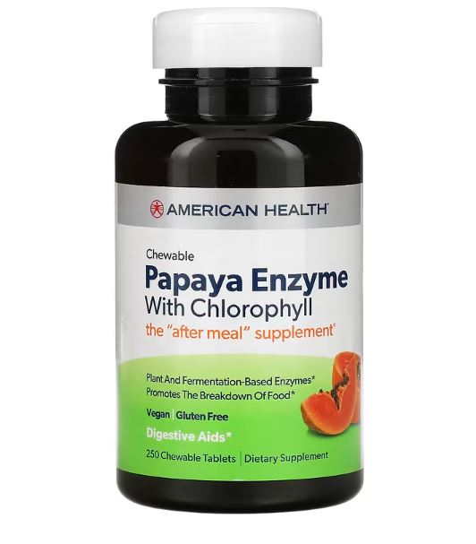 Papaya Enzyme with Chlorophyll 250 Chewable Tabs by American Health