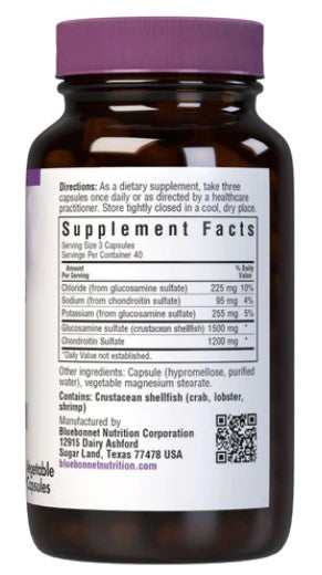 Glucosamine Chondroitin Sulfate 120 Vegetables Capsules, by Bluebonnet