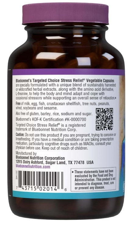 Targeted Choice Stress Relief, 60 Vegetable Capsules, by Bluebonnet