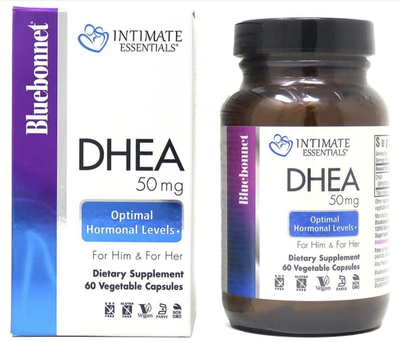 Intimate Essentials DHEA 50mg 60 Vegetable Capsules, by Bluebonnet