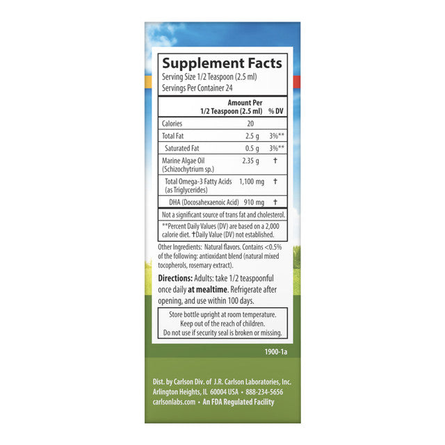 Vegetarian DHA 910 mg 2 fl. oz. (60 mL) by Carlson