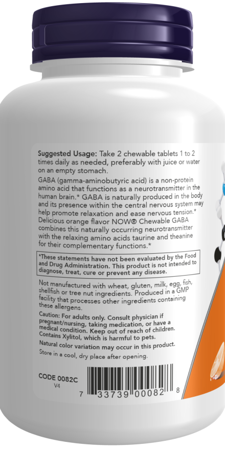 GABA Orange Flavor Chewable - 90 Chewables by NOW