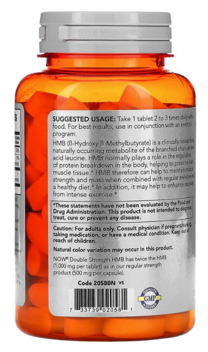 HMB, Double Strength, 1,000 mg, 90 Tablets, by NOW Sports