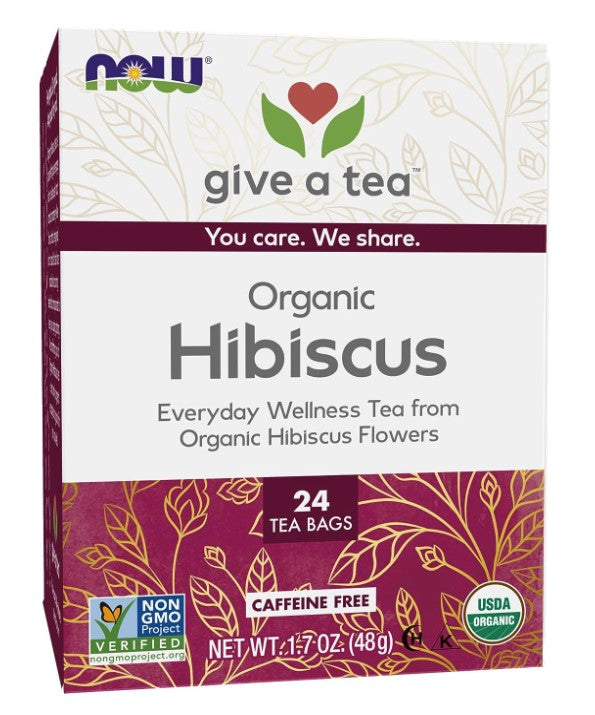 Organic Hibiscus Tea - 24 Tea Bags, 1.7 oz (48 g), by NOW