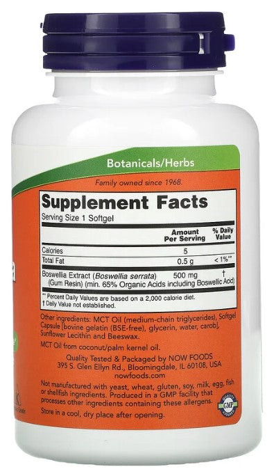 Boswellia Extract, 500 mg, 90 Softgels, by NOW