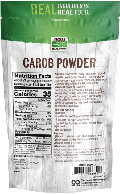 Real Food, Carob Powder, 12 oz (340 g), by NOW