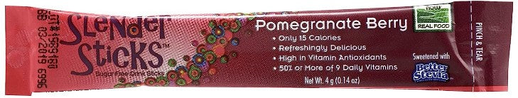 Slender Sticks, Pomegranate Berry, 12 Sticks 48g/Box  (1.7 oz), by Now Real Food