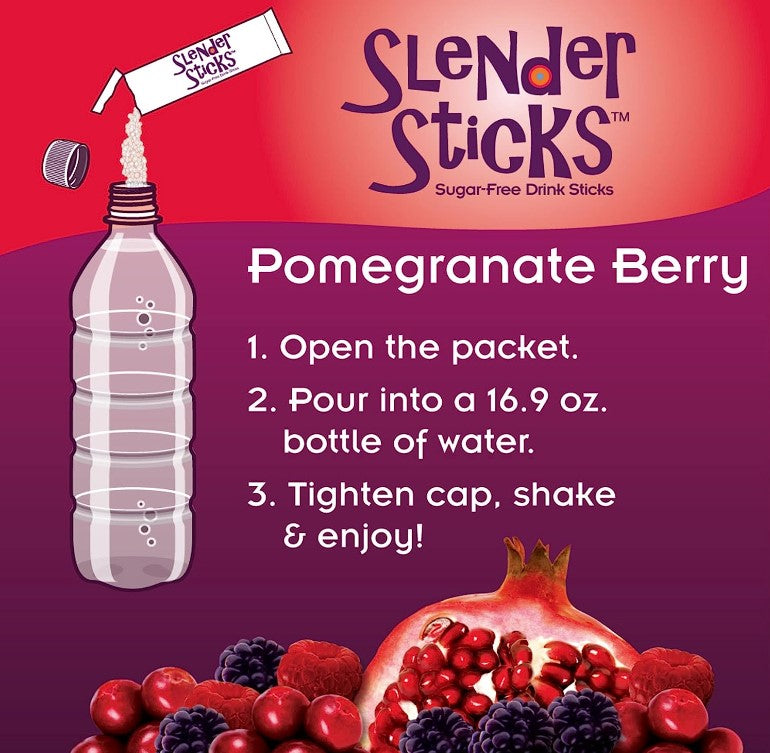 Slender Sticks, Pomegranate Berry, 12 Sticks 48g/Box  (1.7 oz), by Now Real Food