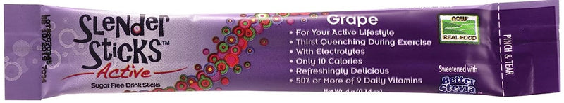 Slender Sticks, Active Grape, 12 Sticks 48g/Box  (1.7 oz), by Now Real Food