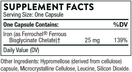 Iron Bisglycinate 60 Caps (NSF certified for sport), by Thorne