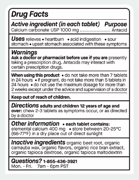 Antacid Maximum Strength, 72 Organic Berry & Vanilla Chewable Tablets, by Genexa