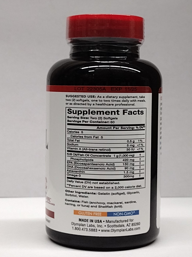 Krill Oil 1000 mg 120 Softgels, by Olympian Labs