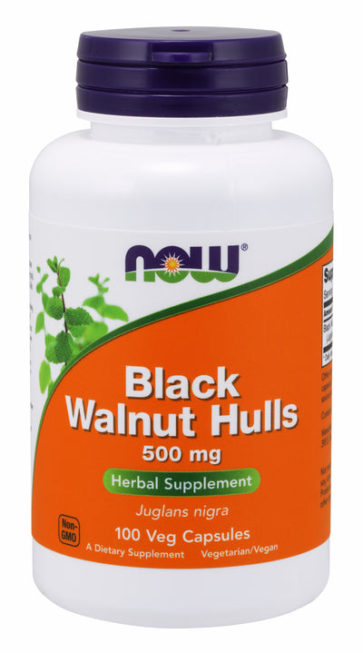 Black Walnut Hulls 500 mg 100 Capsules | By Now Foods - Best Price